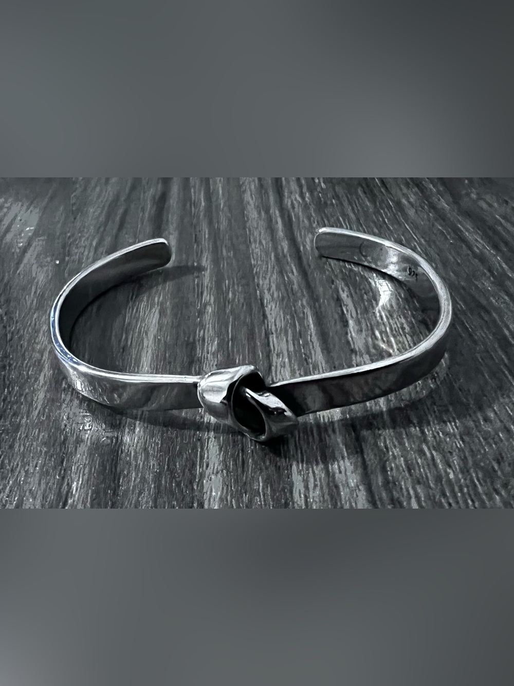 Minimal Silver Knot Open Cuff Bracelet